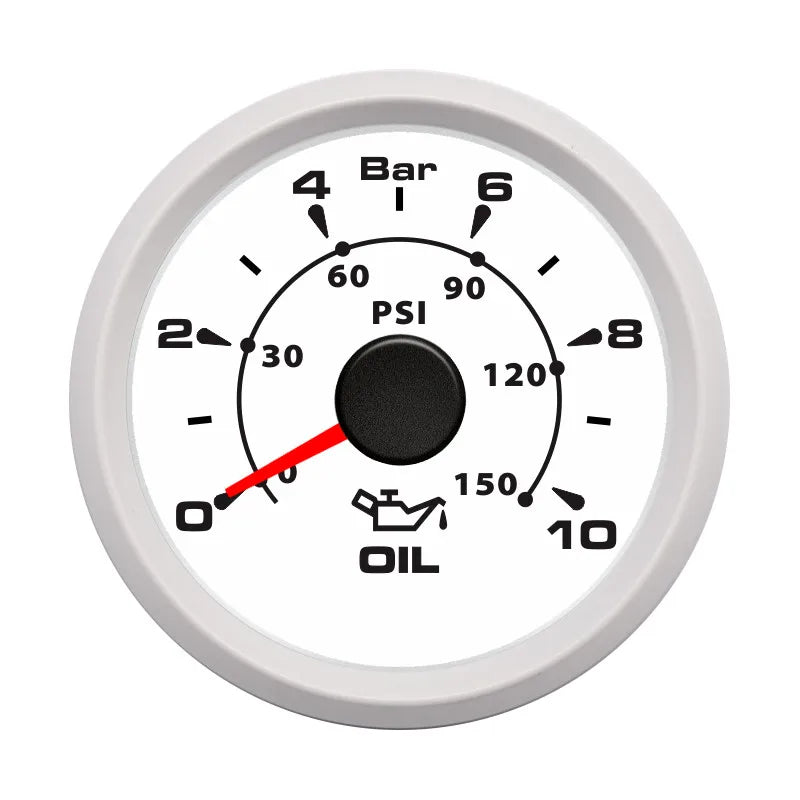 52mm 2'' Marine Boat Oil Pressure Gauge 0-5Bar 10Bar 30Bar Indicator Universal 12V/24V Car Pressure Meter with 7 Color Backlight