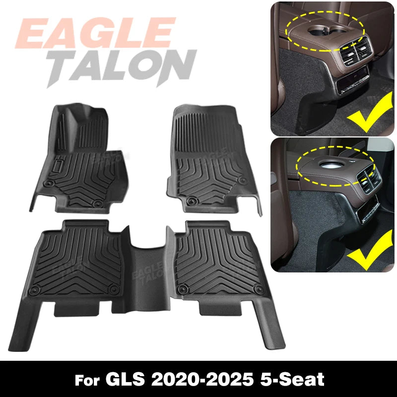 For Mercedes-Benz GLS 2020-2025 2024 2023 2022 2021 All-Weather TPE Car Floor Mat Carpet Cover Interior Protector Accessories