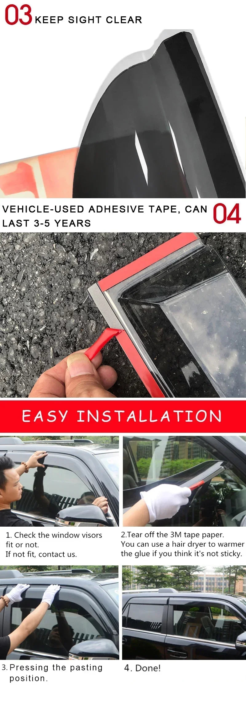 Rain Guards Window Visor for FIAT Grand Punto 2005 2006 2007 2008 2009 Wind Deflectors Door Visor Vent Shades Ventvisor Sun Rain