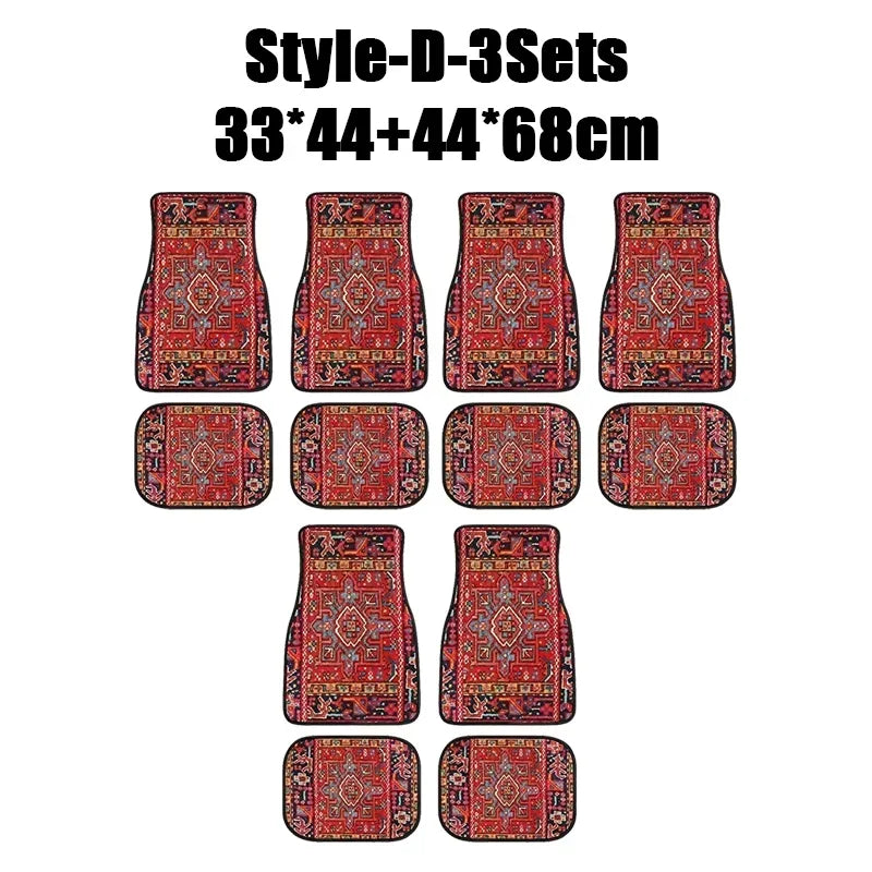Antique Oriental Turkish Persian Carpet Car Floor Mats 4-Piece for Front Rear Seats Durable Floor Carpet Heavy Duty Rubber Back