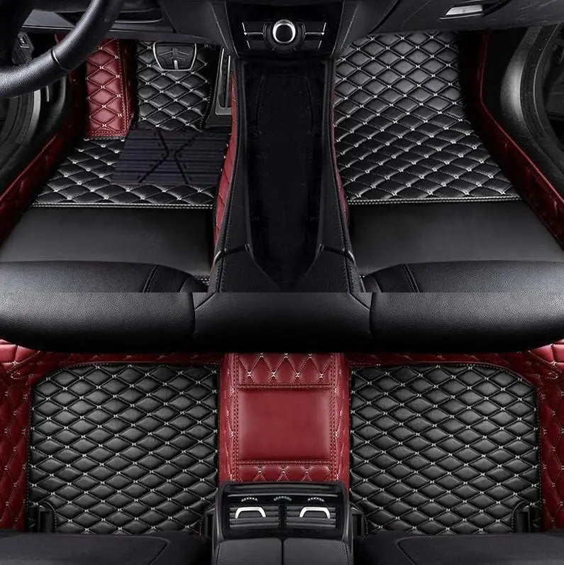 Custom Car Mats For Dacia Duster 2021~2023 Leather All Weather Waterproof Non-Slip Diamond Full Covered Personalized Black Red