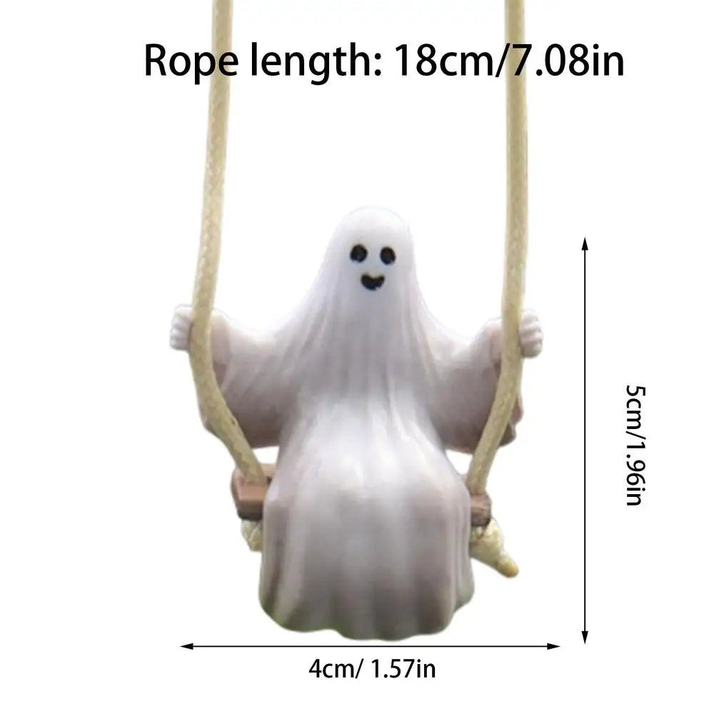 Swinging Car Ghost Halloween Pendant Swinging Charm Car Mirrors Decorations Exquisite Cute Car Interior Rear View Mirrors