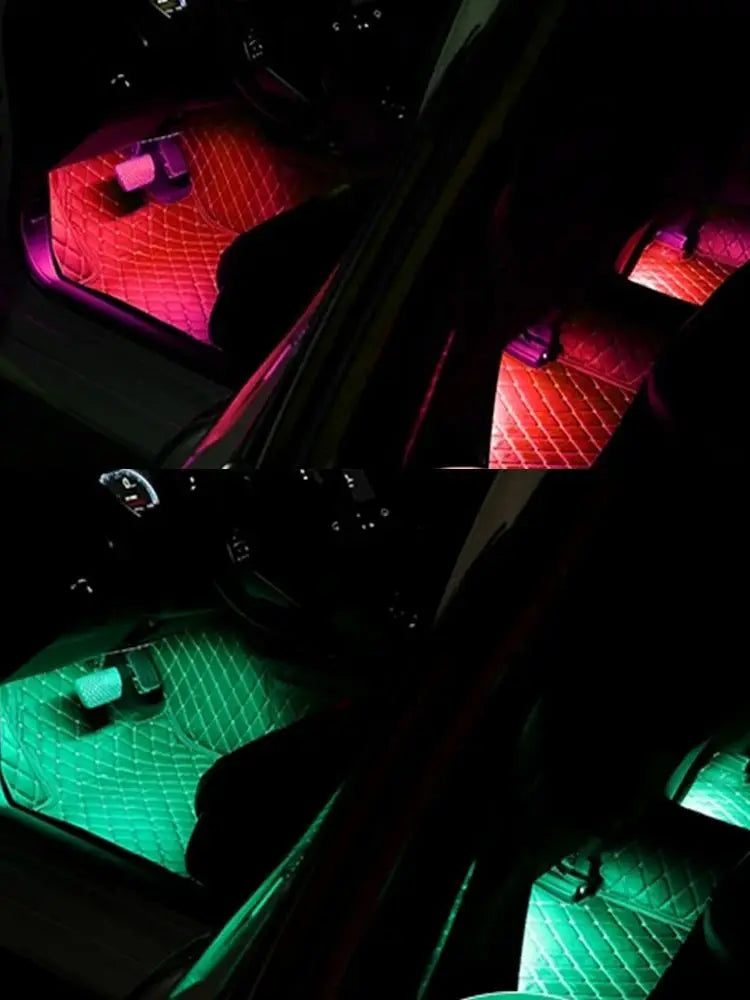 1-4LED ambient light, car interior floor light, connected to ACC power supply 12V RED WHITE 6000K BLUE YELLOW GREEN PINK