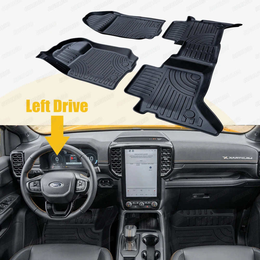 3D TPE Floor Car Floor Mats for Ford Ranger 2012-2021 T6 T7 T8 PX PX2 PX3 Wildtrak XLT Xl Double Cab PICKUP 4X4 Car Accessories