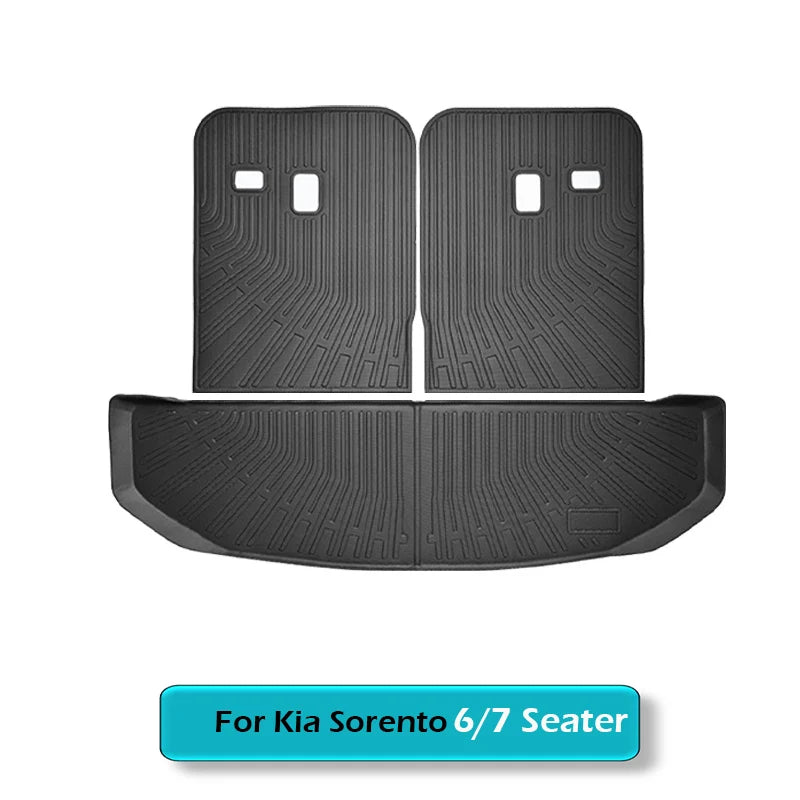 All Weather Floor Mats Cargo Liner for 2021 - 2024 2025 Kia Sorento Hybrid TPE Car Trunk Mat with Backrest Pad PHEV & HEV