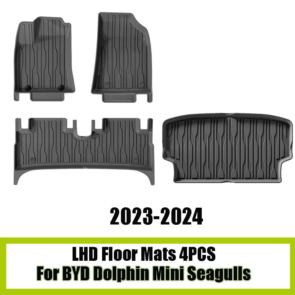 TPE Floor Mats For BYD Dolphin Mini Seagulls 2024 2025 Trunk Mats Waterproof Non-slip Carpet Back Seat Protector Boot Liner Tray
