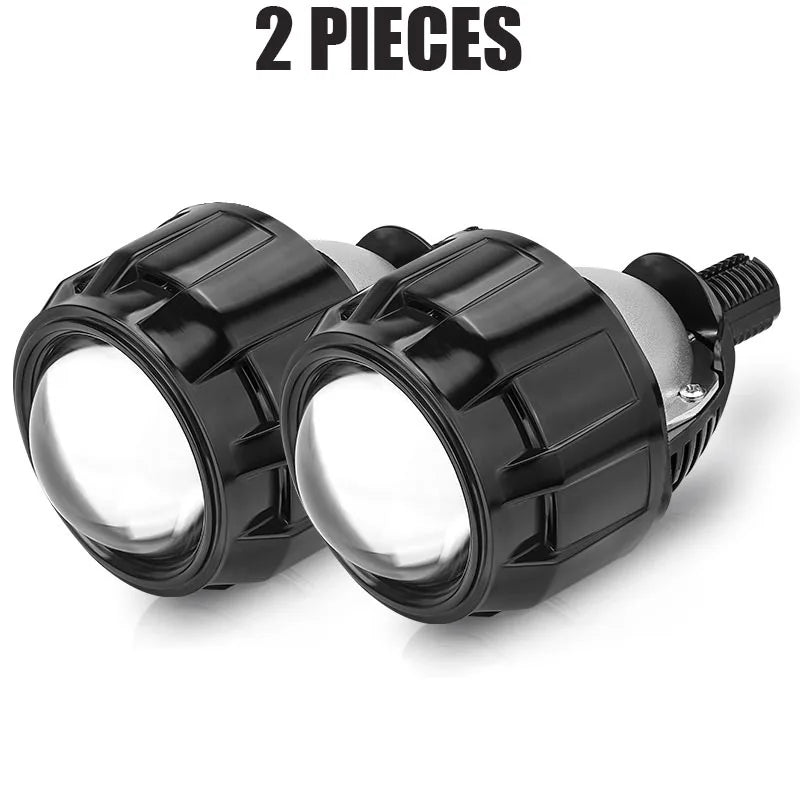 LED Projector Lens 2.5 Inch Bi LED High Low Beam Lights 80mm LED Halo for H4 H7 9005 9006 Car Headlight Bulbs Auto Diodes Turbo