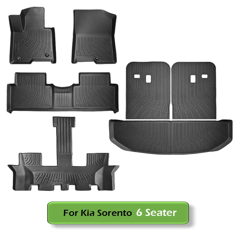 All Weather Floor Mats Cargo Liner for 2021 - 2024 2025 Kia Sorento Hybrid TPE Car Trunk Mat with Backrest Pad PHEV & HEV