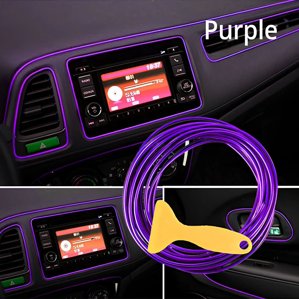 Car Universal Trims Strip 5M Tape Interior Modelling Line Flexible Wheel Modified Center Control Instrument Panel Chrome Glitter