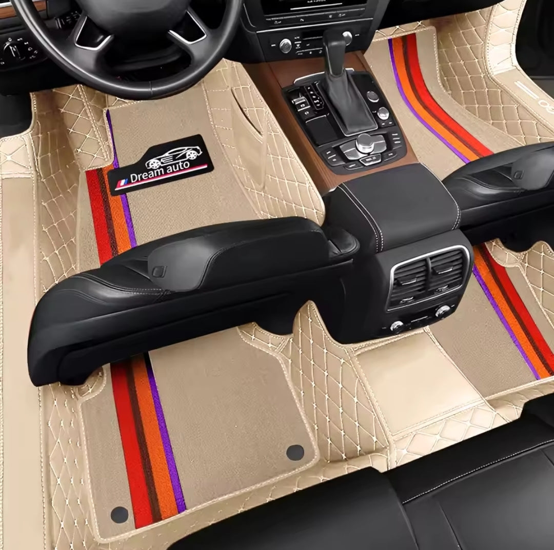 Alfombras Impermeables Dobles Hechas con cuero ecológico artificial ala medida exacta de cada automóvil 2 Filas de Alfombras 2 a 5 Asientos del Automóvil + ALFOMBRAS DE MALETERO O CAJUELA