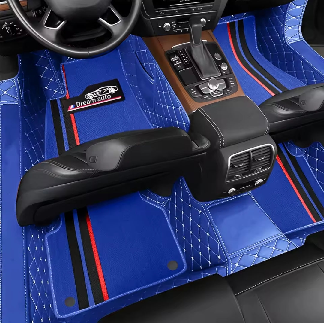 Alfombras Impermeables Dobles Hechas con cuero ecológico artificial ala medida exacta de cada automóvil 2 Filas de Alfombras 2 a 5 Asientos del Automóvil NO INCLUYE ALFOMBRAS DE MALETERO O CAJUELA