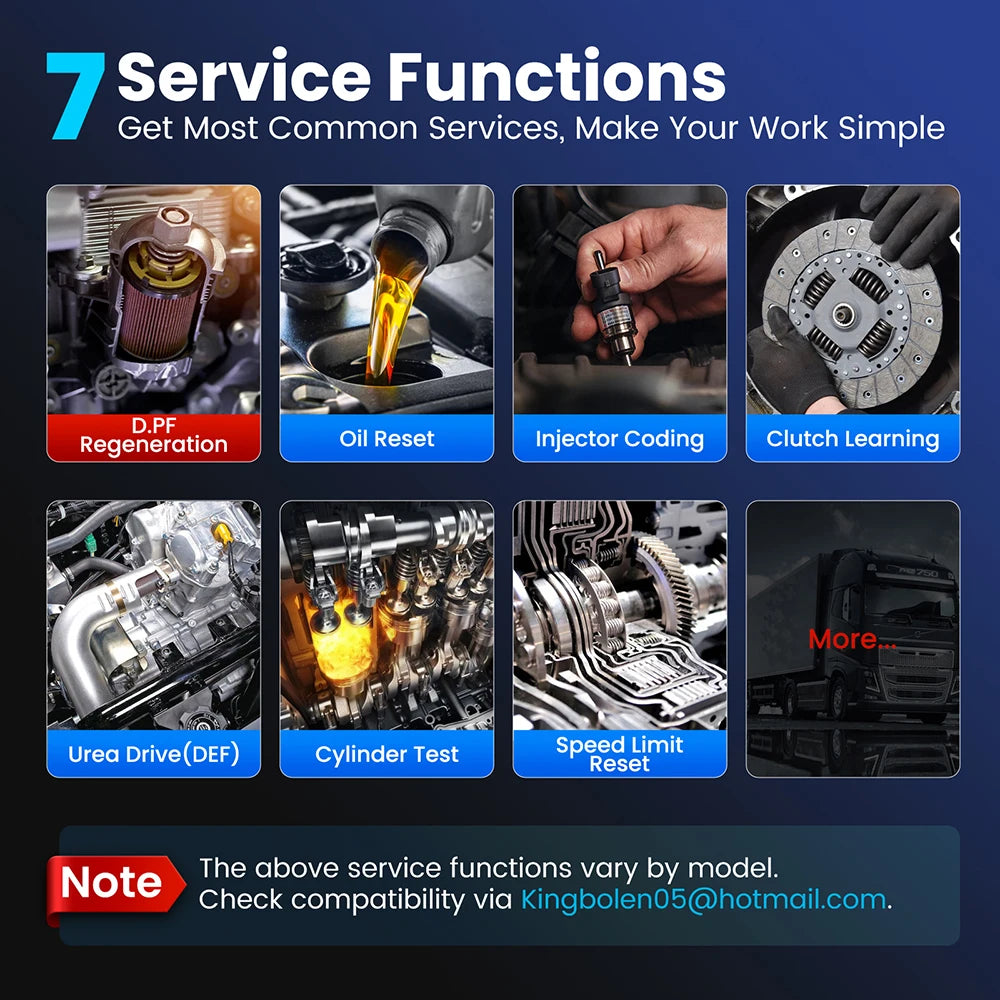 LAUNCH CRP129 HD Heavy Duty Truck Scanner,Full System Diesel Scan Tool with 7 Resets,DPF Force Regen & Reset,for 24V Heavy Truck