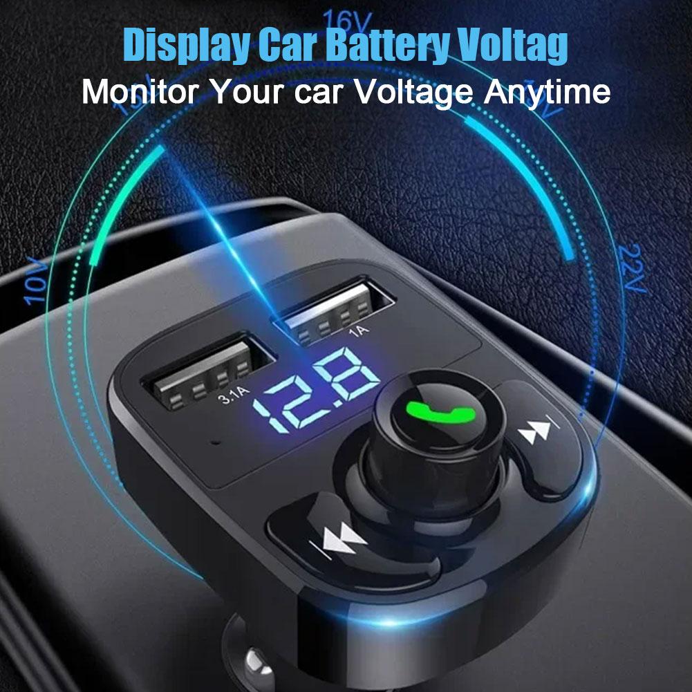 Bluetooth 5.0 Car Dual USB Fast Charger FM Transmitter Bluetooth Handsfree Car Kit Audio Modulator MP3 Player Audio Receiver