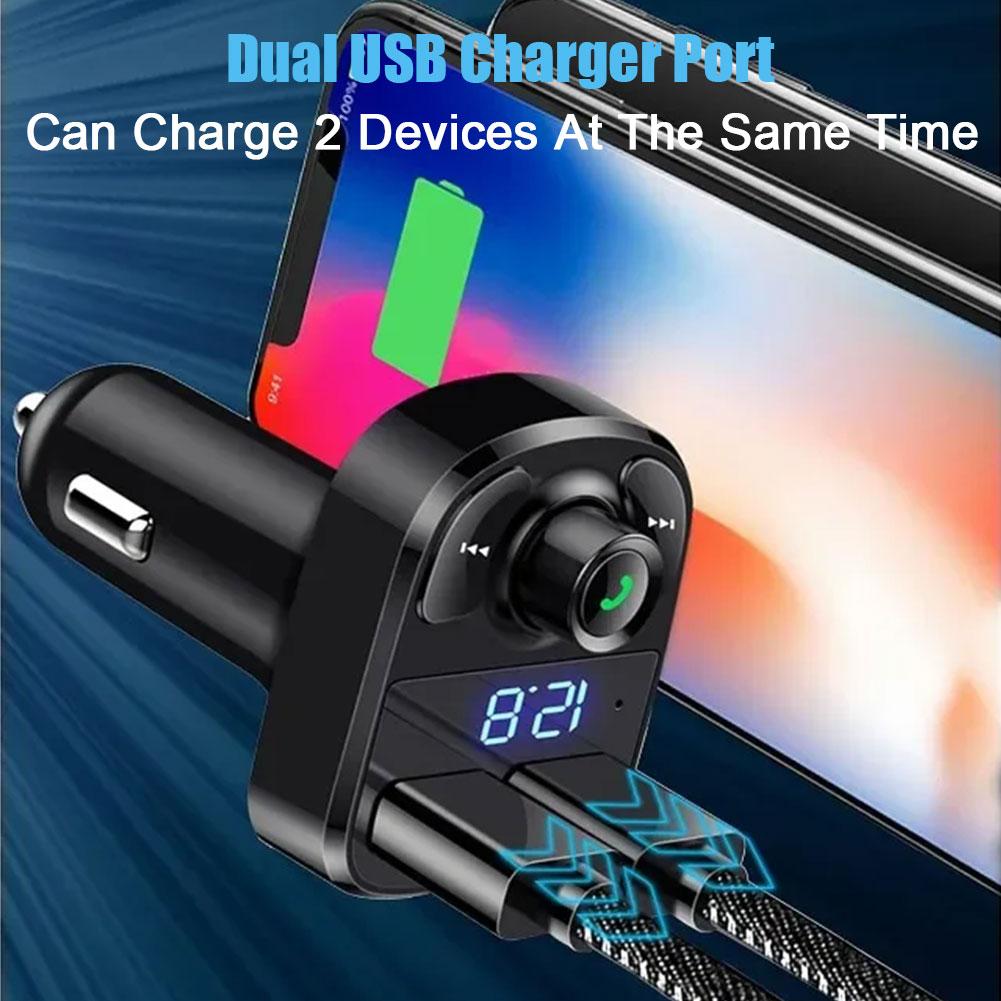 Bluetooth 5.0 Car Dual USB Fast Charger FM Transmitter Bluetooth Handsfree Car Kit Audio Modulator MP3 Player Audio Receiver