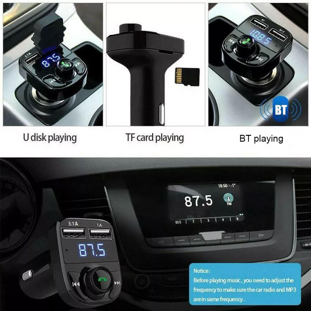 Bluetooth 5.0 Car Dual USB Fast Charger FM Transmitter Bluetooth Handsfree Car Kit Audio Modulator MP3 Player Audio Receiver