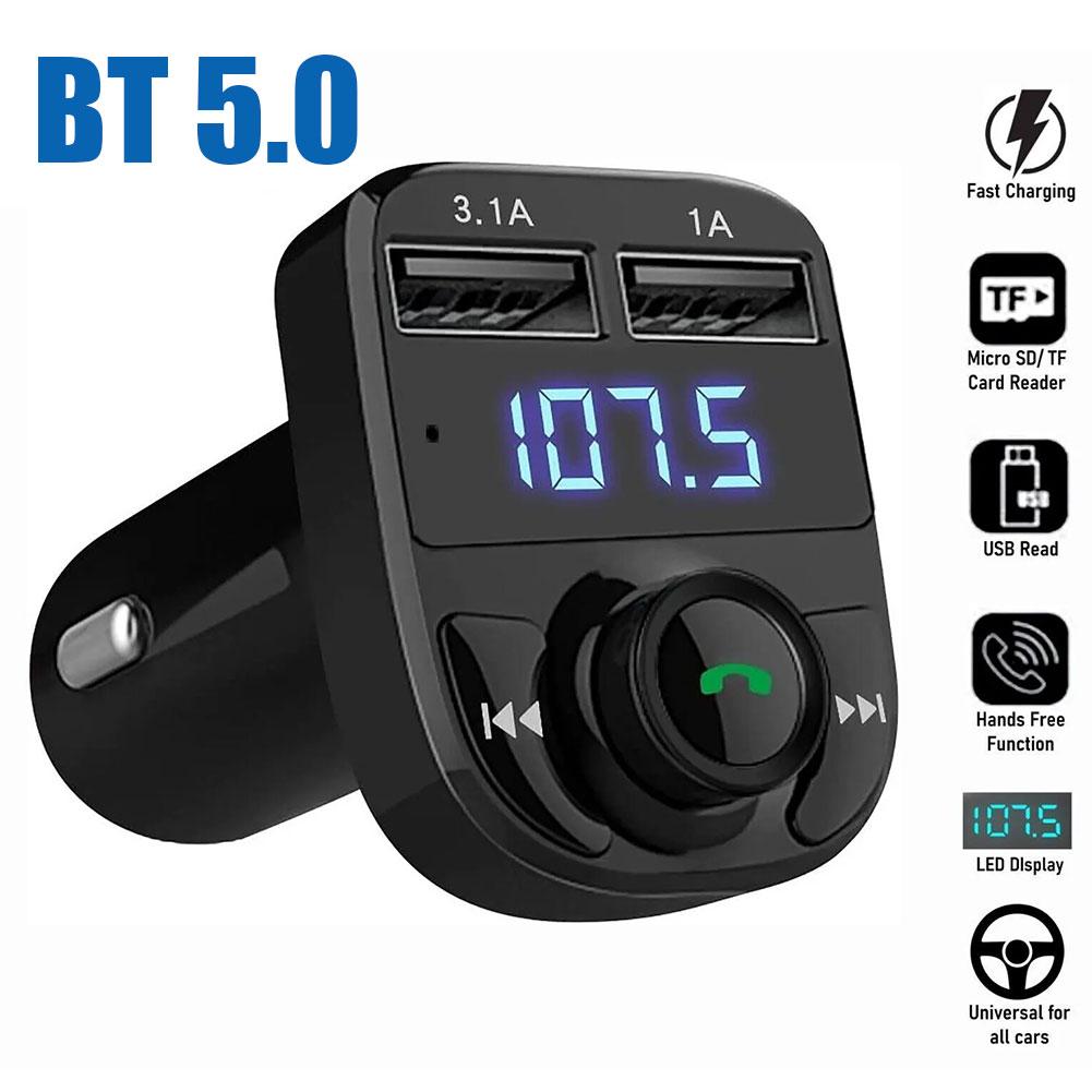 Bluetooth 5.0 Car Dual USB Fast Charger FM Transmitter Bluetooth Handsfree Car Kit Audio Modulator MP3 Player Audio Receiver