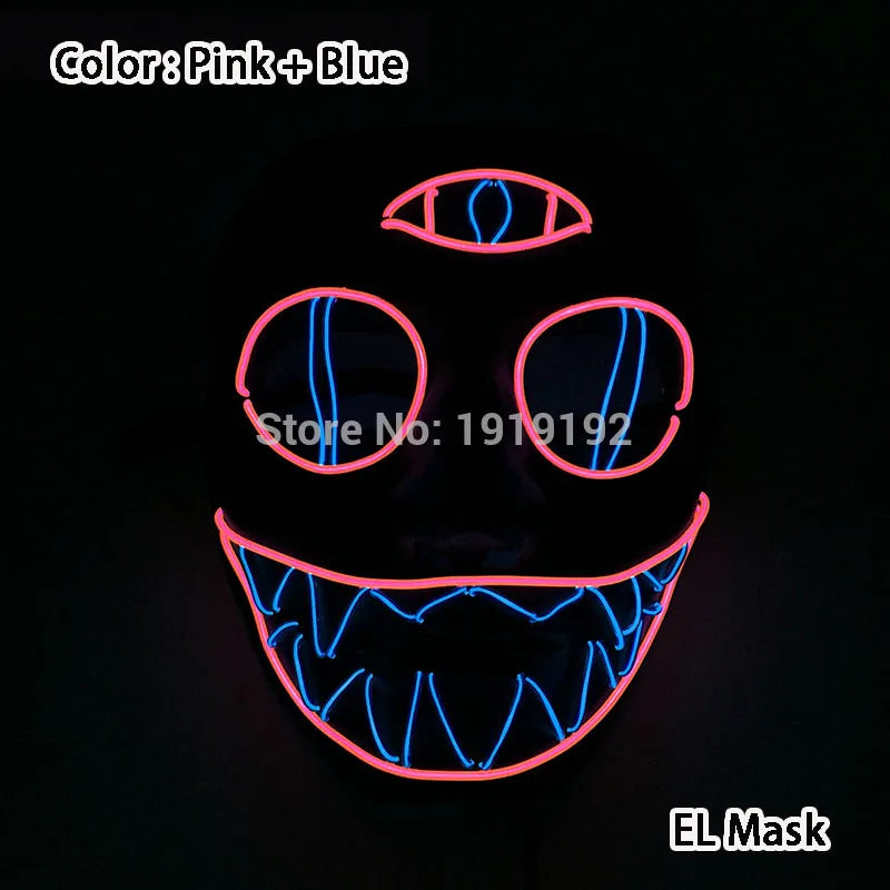 Halloween Carnival Party Costume Decoration Luminous LED Mask Halloween Mask LED Maske Light Up Party Masks for Glow Party