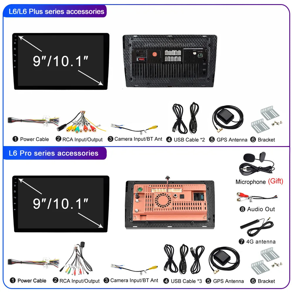 LEHX Universal 9/10 inch Wireless Carplay 2din Android 15 Car Radio Multimedia Video Player AutoRadio GPS Navigation 4G WiFi