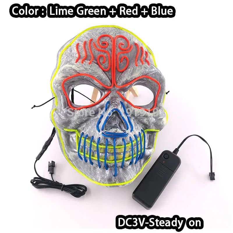 Halloween Carnival Party Costume Decoration Luminous LED Mask Halloween Mask LED Maske Light Up Party Masks for Glow Party