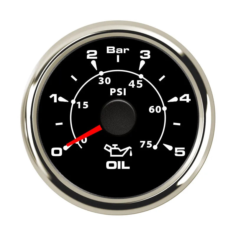 52mm 2'' Marine Boat Oil Pressure Gauge 0-5Bar 10Bar 30Bar Indicator Universal 12V/24V Car Pressure Meter with 7 Color Backlight
