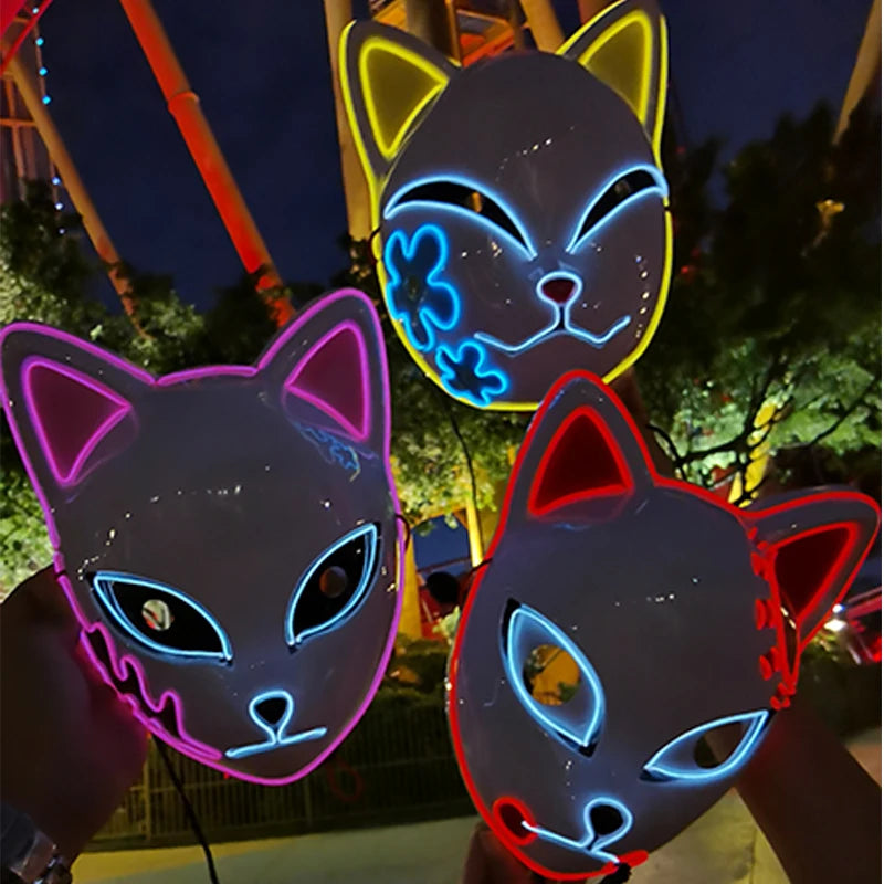Halloween Carnival Party Costume Decoration Luminous LED Mask Halloween Mask LED Maske Light Up Party Masks for Glow Party