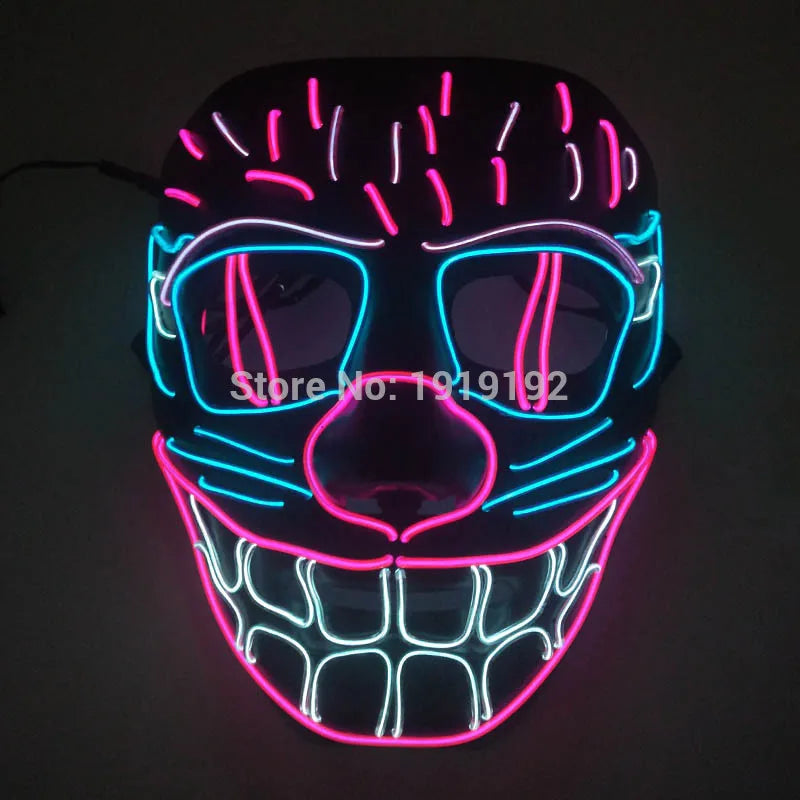 Halloween Carnival Party Costume Decoration Luminous LED Mask Halloween Mask LED Maske Light Up Party Masks for Glow Party