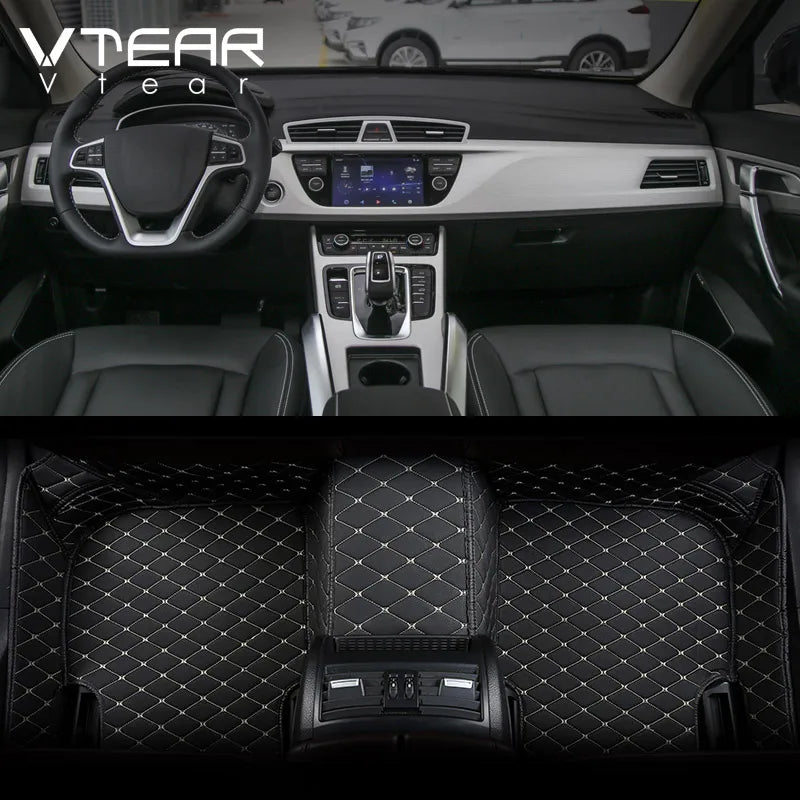 Vtear for Geely atlas car floor mats waterproof foot pad carpet leather rugs car-styling interior automobile accessories 2018