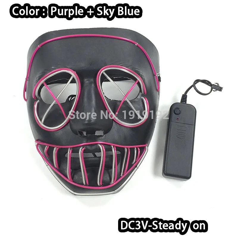 Halloween Carnival Party Costume Decoration Luminous LED Mask Halloween Mask LED Maske Light Up Party Masks for Glow Party