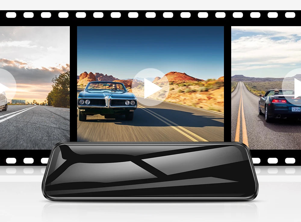 AZDOME PG17 12" WiFi Mirror Dash Cam 4K Front and 1080P Rear View Mirror Camera for Cars Dual Camera Waterproof Backup Camera