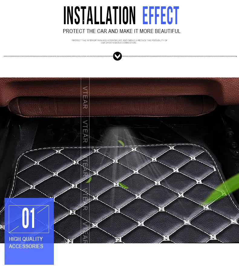 Vtear for Geely atlas car floor mats waterproof foot pad carpet leather rugs car-styling interior automobile accessories 2018
