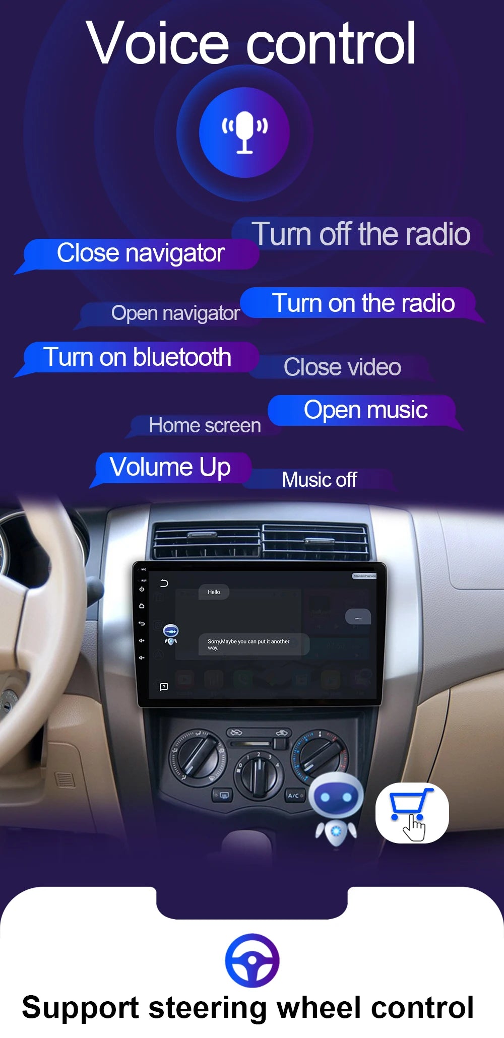 LEHX Universal 9/10 inch Wireless Carplay 2din Android 15 Car Radio Multimedia Video Player AutoRadio GPS Navigation 4G WiFi