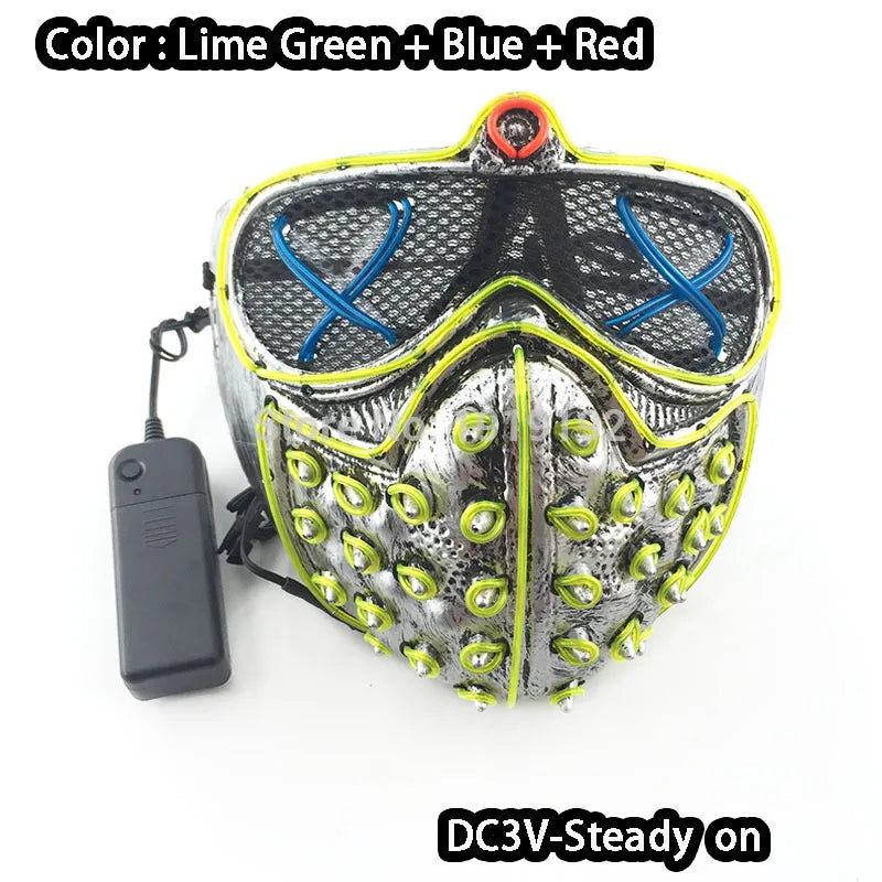 Halloween Carnival Party Costume Decoration Luminous LED Mask Halloween Mask LED Maske Light Up Party Masks for Glow Party