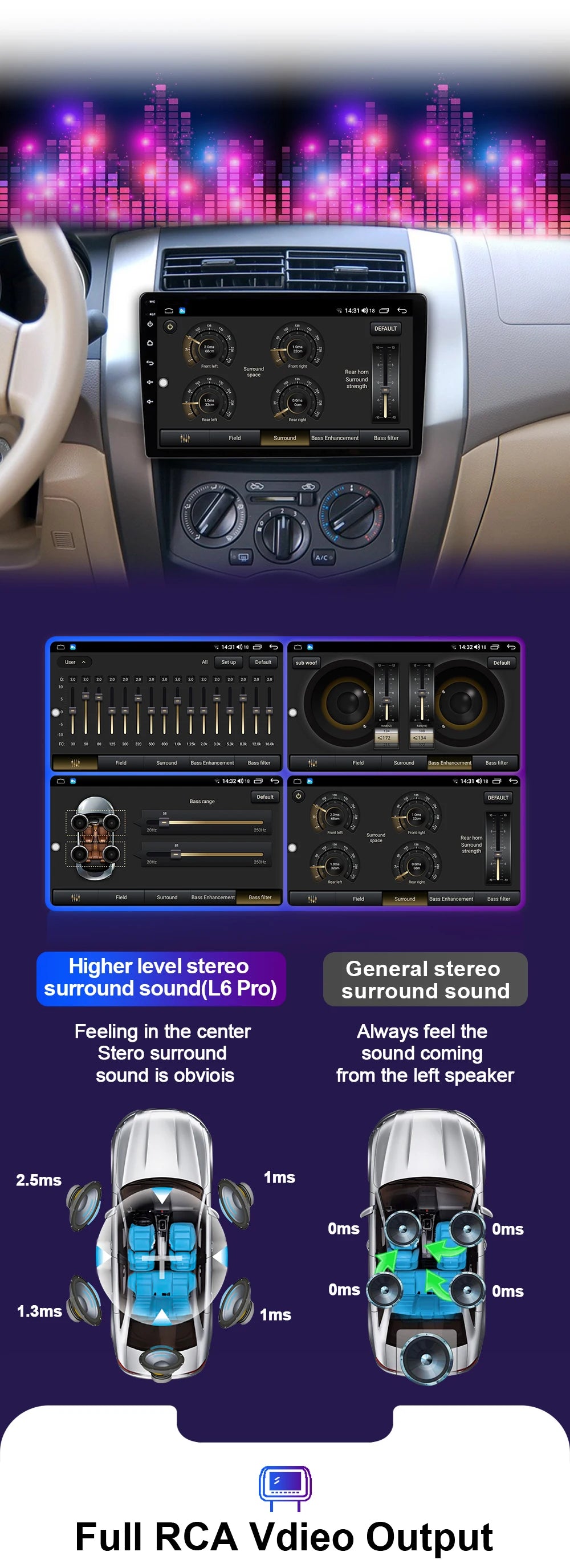 LEHX Universal 9/10 inch Wireless Carplay 2din Android 15 Car Radio Multimedia Video Player AutoRadio GPS Navigation 4G WiFi