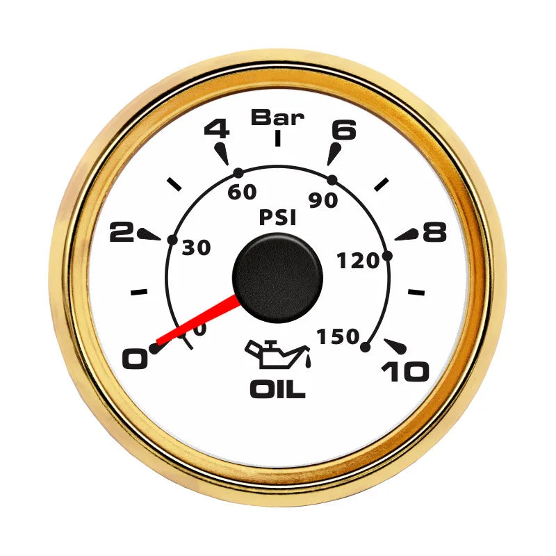 52mm 2'' Marine Boat Oil Pressure Gauge 0-5Bar 10Bar 30Bar Indicator Universal 12V/24V Car Pressure Meter with 7 Color Backlight
