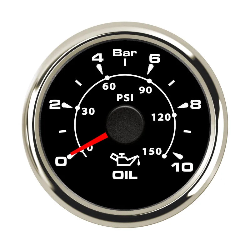 52mm 2'' Marine Boat Oil Pressure Gauge 0-5Bar 10Bar 30Bar Indicator Universal 12V/24V Car Pressure Meter with 7 Color Backlight