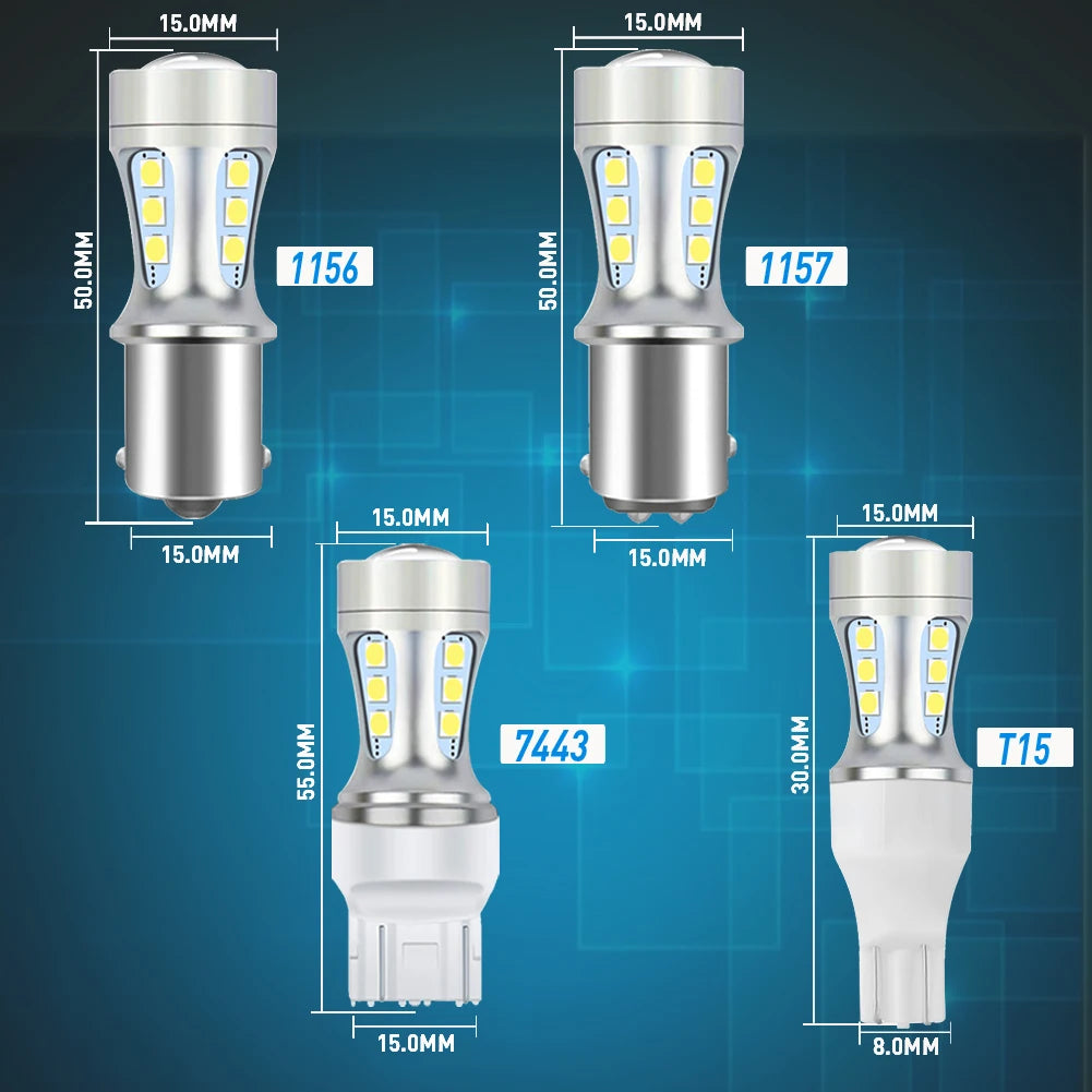 2x P21W BA15S LED Canbus 1156 BAY15D 1157 P21/5W LED Bulbs T15 R5W Car Lights 6500K White Brake Lights Reverse Lamp DRL T20 7443
