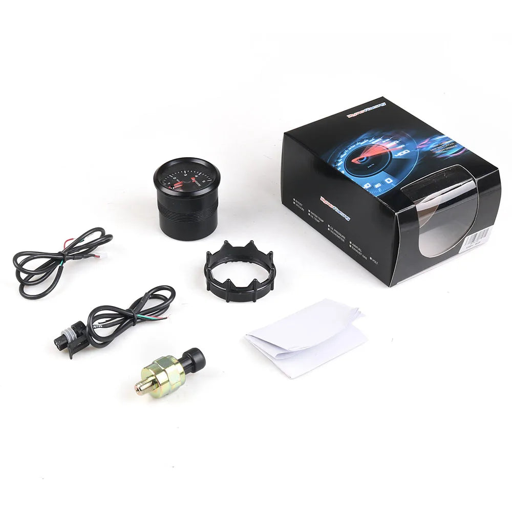 Dynoracing 2" 52mm Dual Display Oil Pressure Gauge 0-7 BAR  7 Colors LED Oil Press Meter High Speed Motor With Sensor  BX101734