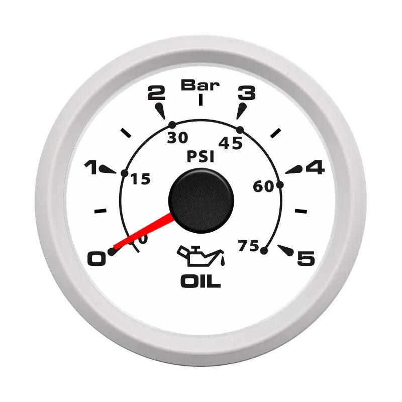 52mm 2'' Marine Boat Oil Pressure Gauge 0-5Bar 10Bar 30Bar Indicator Universal 12V/24V Car Pressure Meter with 7 Color Backlight