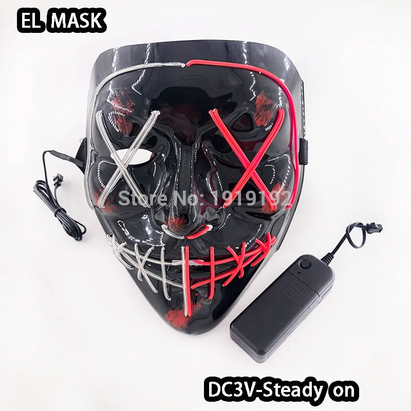 Halloween Carnival Party Costume Decoration Luminous LED Mask Halloween Mask LED Maske Light Up Party Masks for Glow Party