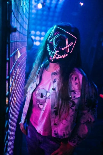 Halloween Carnival Party Costume Decoration Luminous LED Mask Halloween Mask LED Maske Light Up Party Masks for Glow Party
