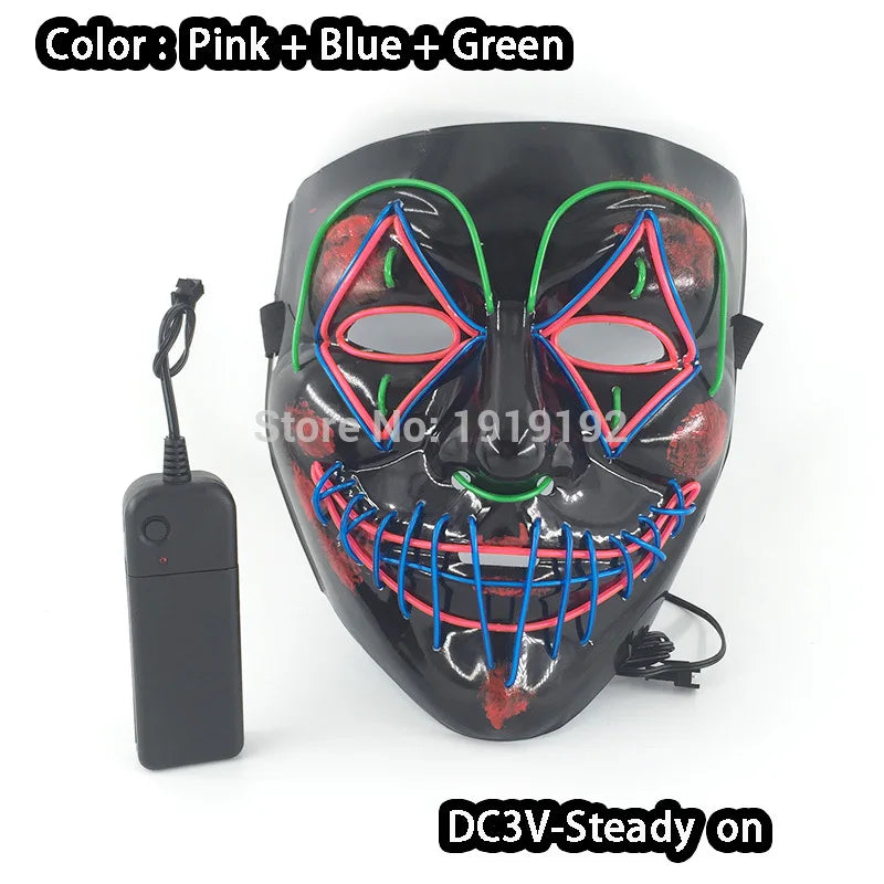Halloween Carnival Party Costume Decoration Luminous LED Mask Halloween Mask LED Maske Light Up Party Masks for Glow Party