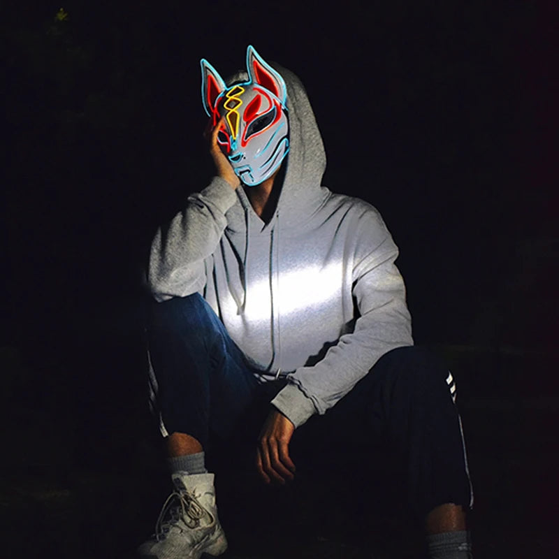 Halloween Carnival Party Costume Decoration Luminous LED Mask Halloween Mask LED Maske Light Up Party Masks for Glow Party