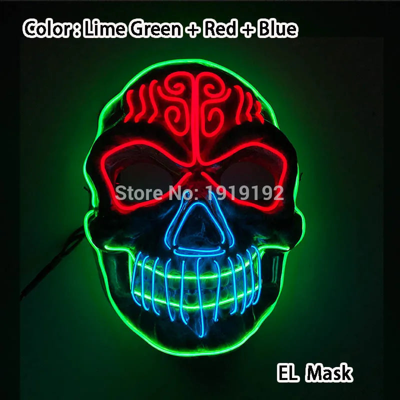 Halloween Carnival Party Costume Decoration Luminous LED Mask Halloween Mask LED Maske Light Up Party Masks for Glow Party