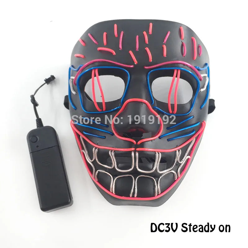 Halloween Carnival Party Costume Decoration Luminous LED Mask Halloween Mask LED Maske Light Up Party Masks for Glow Party