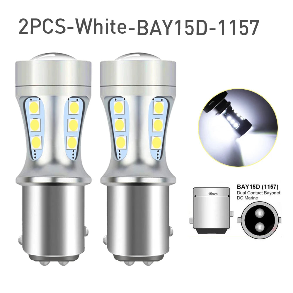 2x P21W BA15S LED Canbus 1156 BAY15D 1157 P21/5W LED Bulbs T15 R5W Car Lights 6500K White Brake Lights Reverse Lamp DRL T20 7443