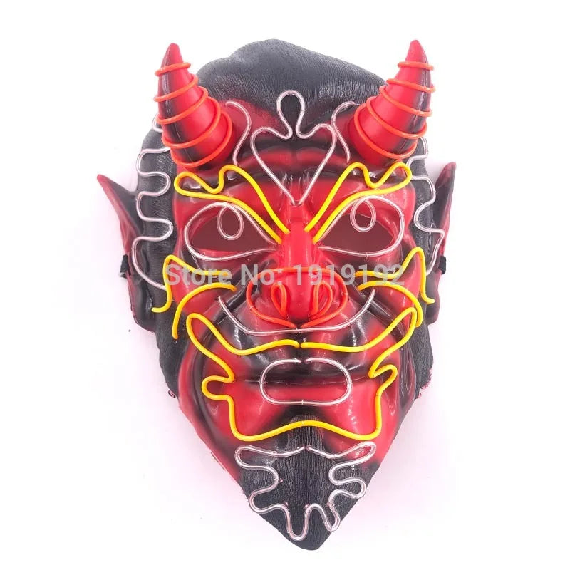 Halloween Carnival Party Costume Decoration Luminous LED Mask Halloween Mask LED Maske Light Up Party Masks for Glow Party
