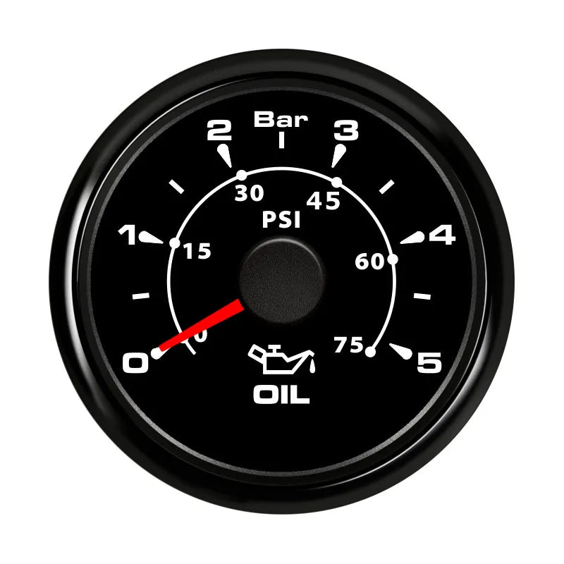 52mm 2'' Marine Boat Oil Pressure Gauge 0-5Bar 10Bar 30Bar Indicator Universal 12V/24V Car Pressure Meter with 7 Color Backlight