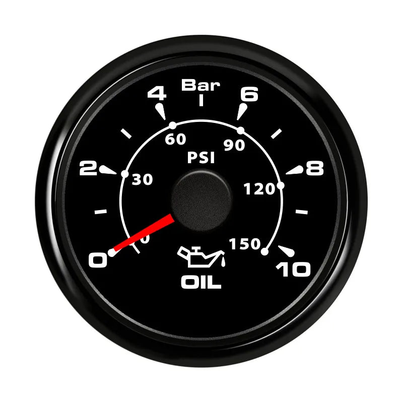 52mm 2'' Marine Boat Oil Pressure Gauge 0-5Bar 10Bar 30Bar Indicator Universal 12V/24V Car Pressure Meter with 7 Color Backlight
