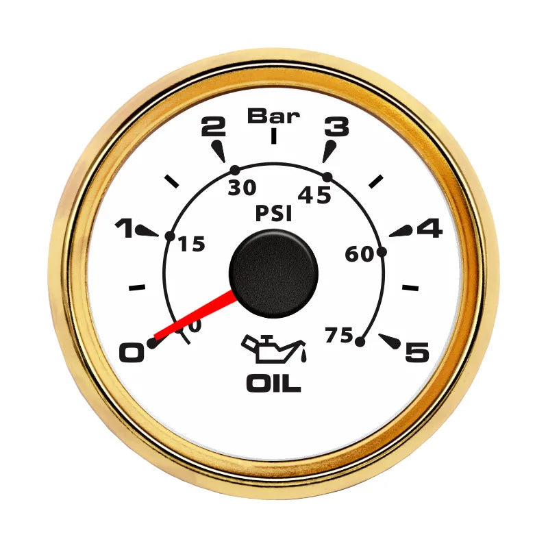 52mm 2'' Marine Boat Oil Pressure Gauge 0-5Bar 10Bar 30Bar Indicator Universal 12V/24V Car Pressure Meter with 7 Color Backlight