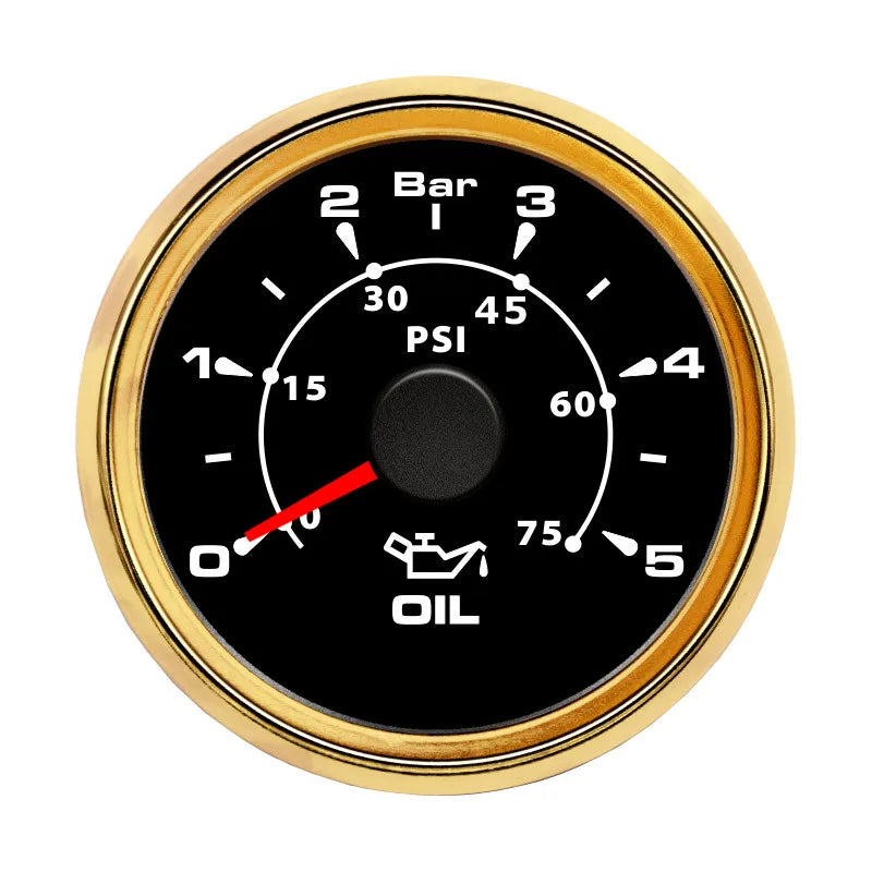 52mm 2'' Marine Boat Oil Pressure Gauge 0-5Bar 10Bar 30Bar Indicator Universal 12V/24V Car Pressure Meter with 7 Color Backlight